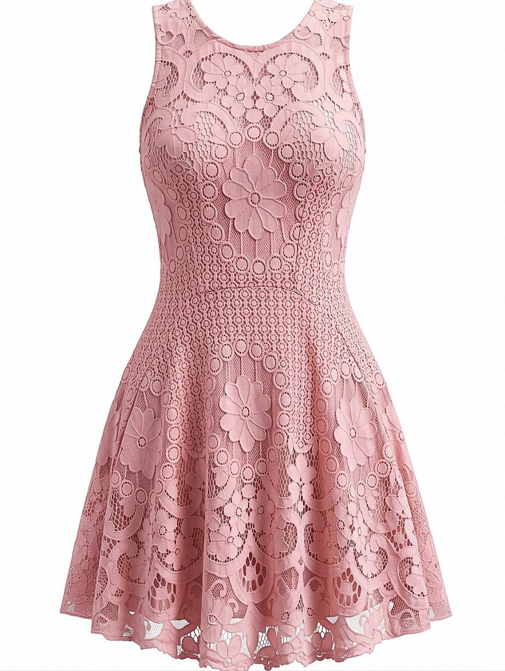 NEW! Ultra Pink Sleeveless Pink Lace Fit & Flare Dress